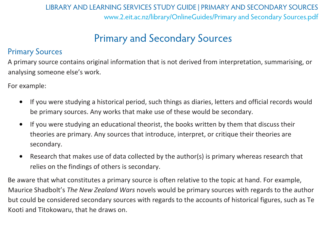 EIT’s guide lists diaries, letters, original theories, and research as examples, and says roles depend on topic.