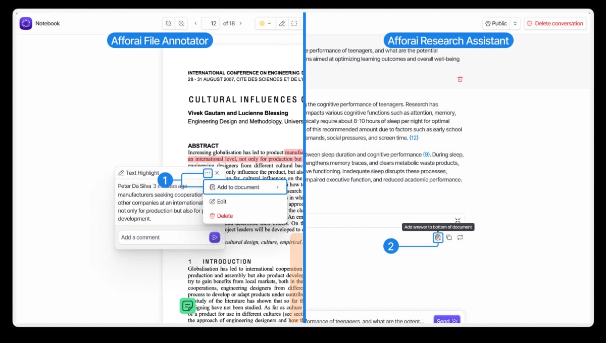 Logically PDF annotation beside the Research Assistant.