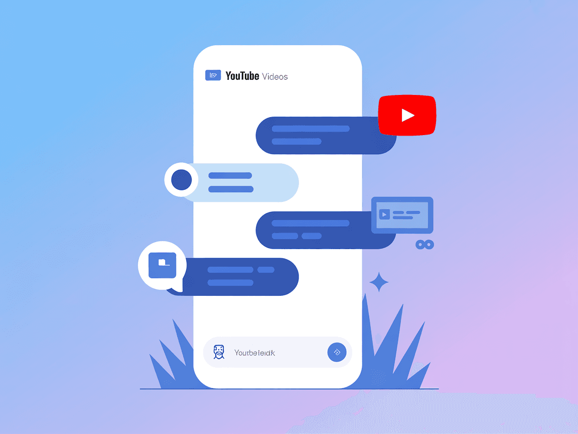 FlowHunt illustration of a YouTube video chat interface.