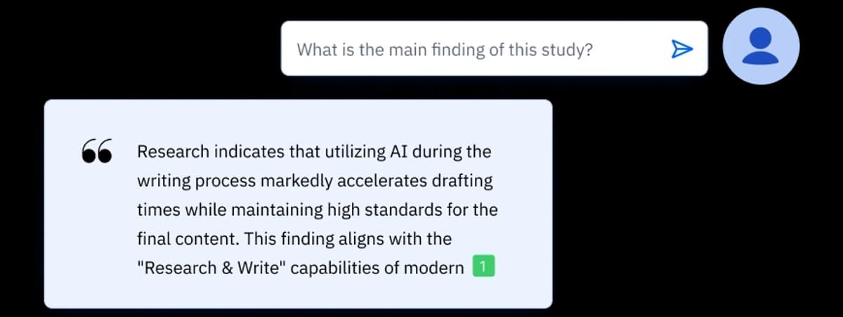 Official Paperpal Chat PDF screenshot showing a study question, an AI answer, and a numbered citation marker for source verification.