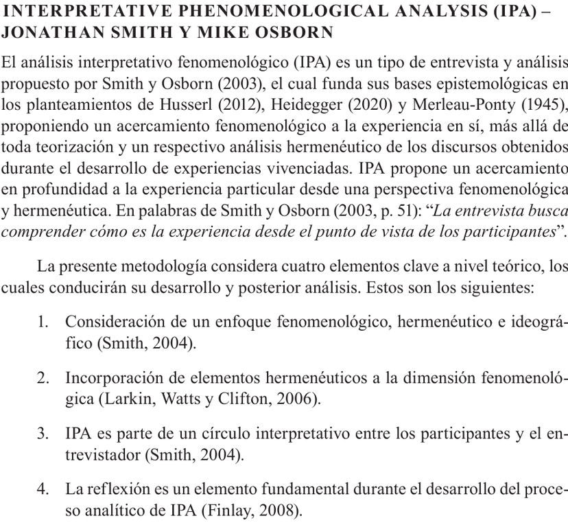 A published overview of IPA’s phenomenological, hermeneutic, and idiographic commitments