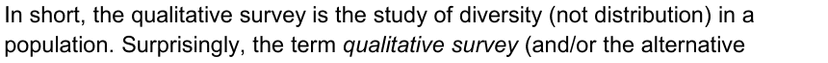 Original Jansen methods excerpt distinguishing diversity from distribution in qualitative survey research