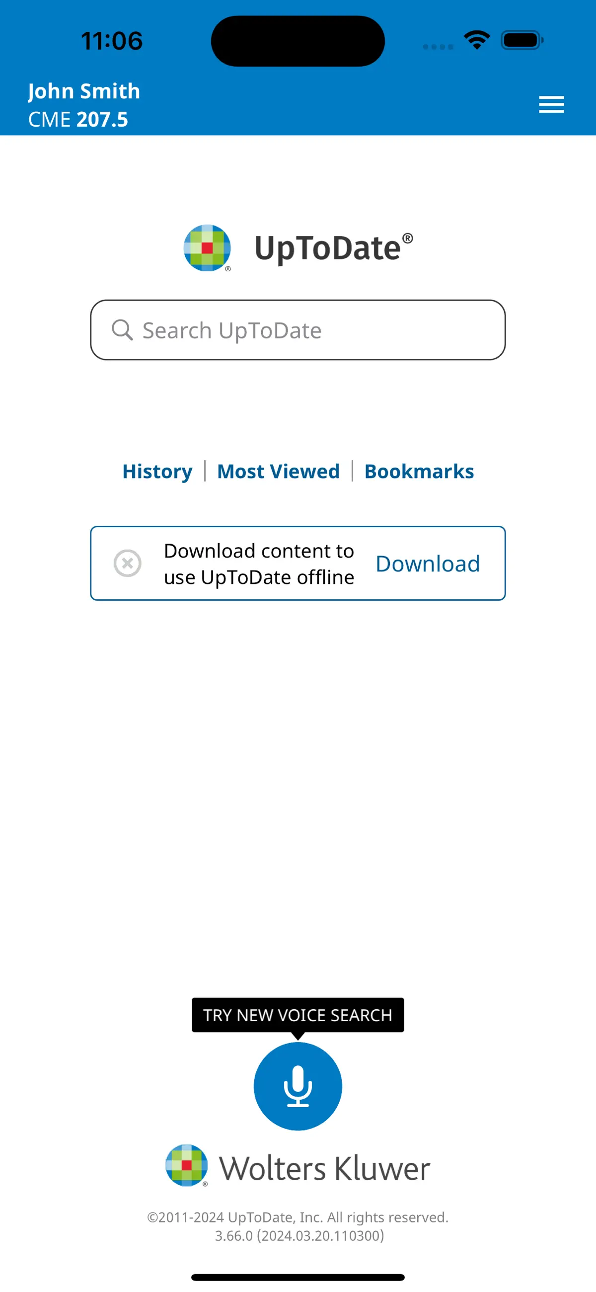 Official UpToDate App Store screenshot showing the mobile clinical lookup interface