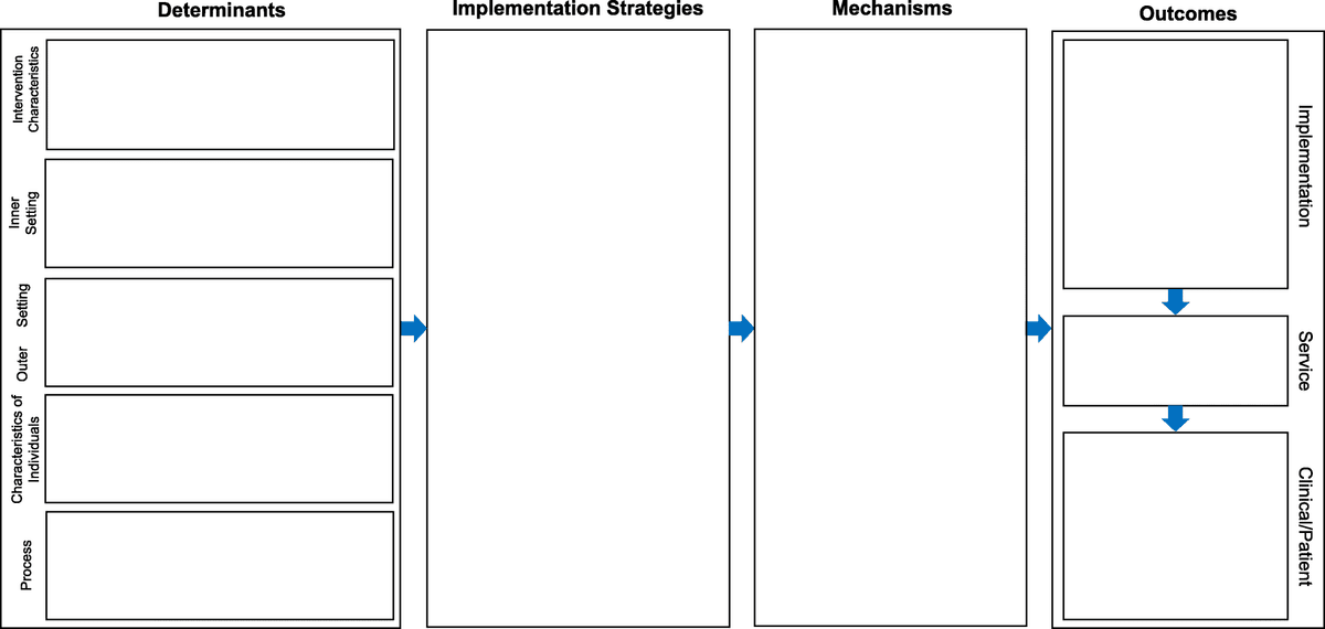 Smith, Li and Rafferty's 2020 Figure 1: determinants, strategies, mechanisms, and three levels of outcomes.