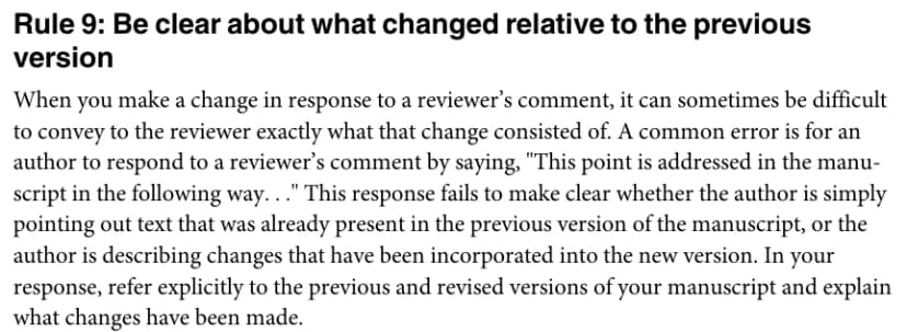 Noble's Rule 9 on distinguishing existing manuscript text from new changes, PLOS 2017, CC BY 4.0