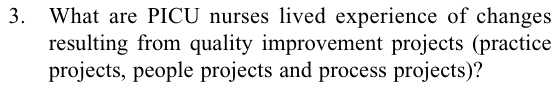 Published PICU nurse research question about quality improvement changes