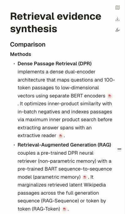 Save your synthesis as a note alongside its research sources.