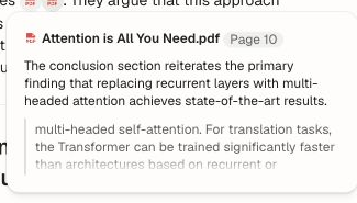 A citation opens the paper's original conclusion beside the answer.